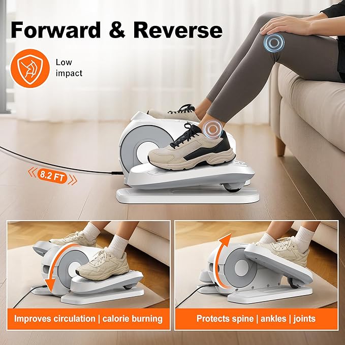 Under Desk Elliptical, Electric Leg Exerciser as Seen on TV for Seniors with 12 Adjustable Speed, Quiet Portable Electric Seated Pedal Exerciser Machine with Remote Control for Home Office