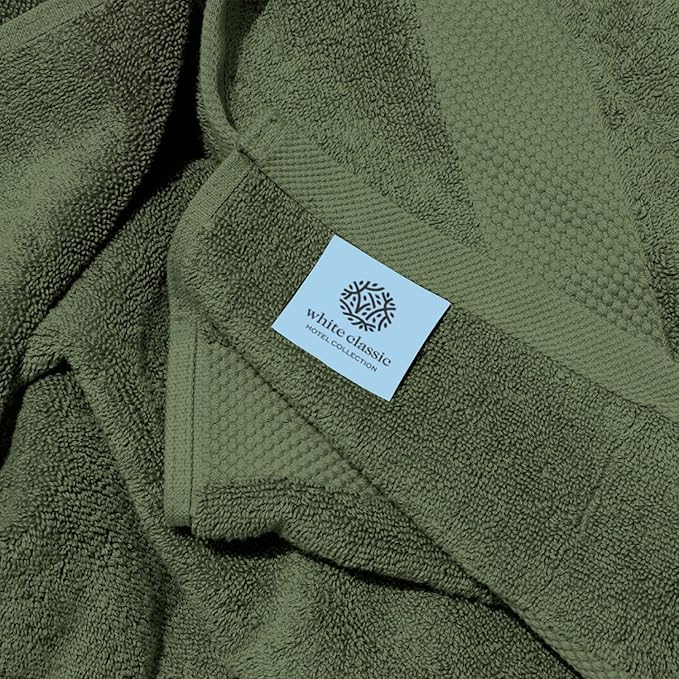 White Classic Luxury Soft Bath Sheet Towels - 650 GSM Cotton Luxury Bath Towels Extra Large 35x70 | Highly Absorbent and Quick Dry | Hotel Quality Extra Large Bath Towels Oversized, Dark Green, 2 Pack