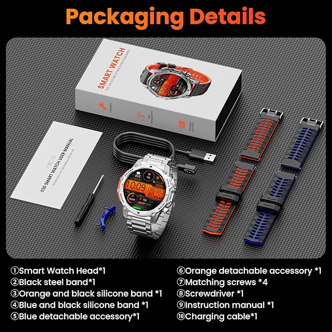 Hwagol Smart Watches for Men(Calls/Answer), 1.52'' Military Smart Watch for Android iPhone,100+ Sport Modes/Heart Rate/Sleep Monitor, A Fitness Tracker
