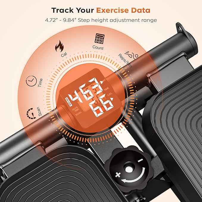 SogesPower Steppers for Exercise at Home,Mini Stair Stepper with Resistance Bands,Full Body Workout Equipment with LCD Monitor,Portable Stepper with 330LBS Capacity