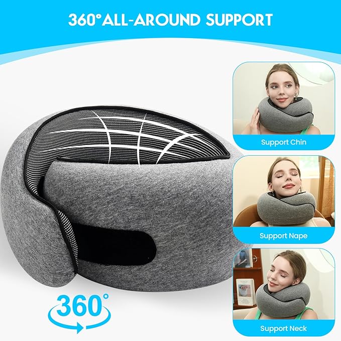 2024 New Memory Foam Travel Pillow for Airplanes,Neck Pillow for Traveling,Neck Plus Travel Pillow,Neck Plus Travel Neck Pillow