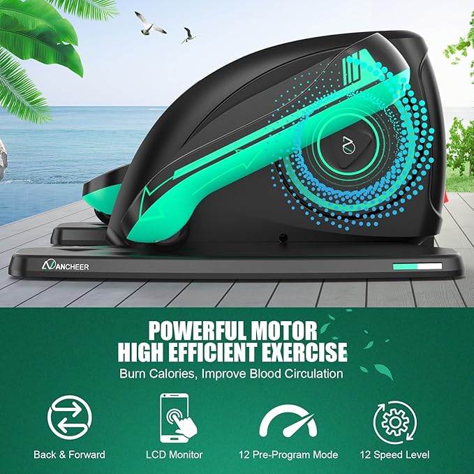 ANCHEER Under Desk Elliptical, Electric Ellipse Leg Exerciser While Sitting for Seniors Adults, Quiet Portable Motorized Seated Foot Pedal Exerciser with Remote Control for Home Office Use