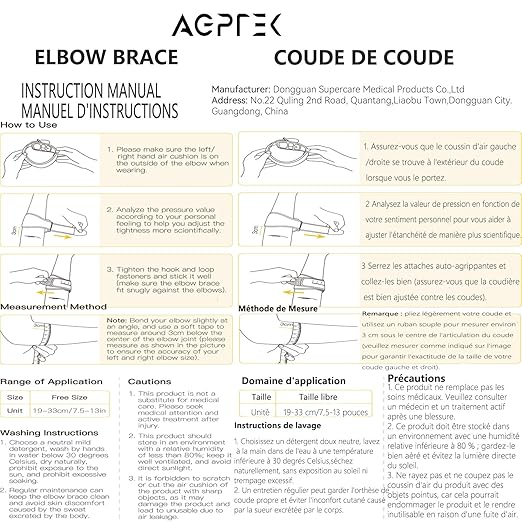 AGPTEK 3D Air Cushion Elbow Brace for Tendonitis and Tennis Elbow Pain Relief, Golfers Elbow Support Strap Counterforce Arm Band Epicondylitis Clasp with Compression Pad for Men & Women, 1 Pack