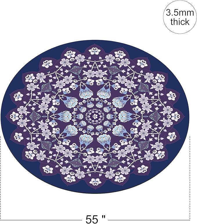 Round Meditation Pilates Yoga Mat Luxury Suede Large Yoga Mat Natural Rubber Non-Slip Base is ery Suitable for Meditation, Stretching, Yoga Environmental Protection, Fitness Exercise, Home and Outdoor. 140CM Diameter