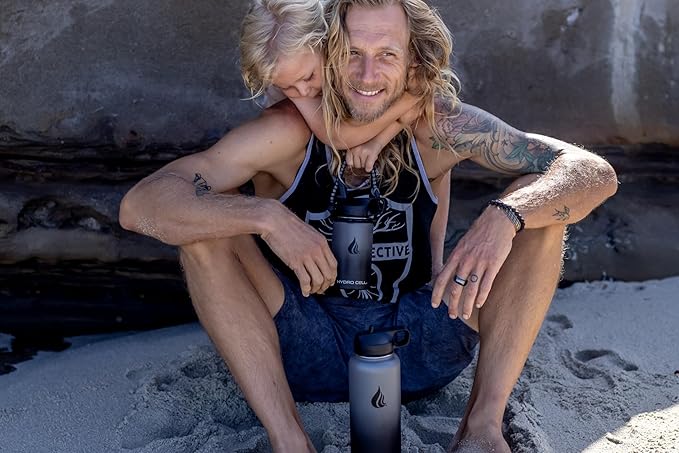 HYDRO CELL Stainless Steel Insulated Water Bottle with Straw - For Cold & Hot Drinks - Metal Vacuum Flask with Screw Cap and Modern Leakproof Sport Thermos for Adults (Graphite/Black 14oz)