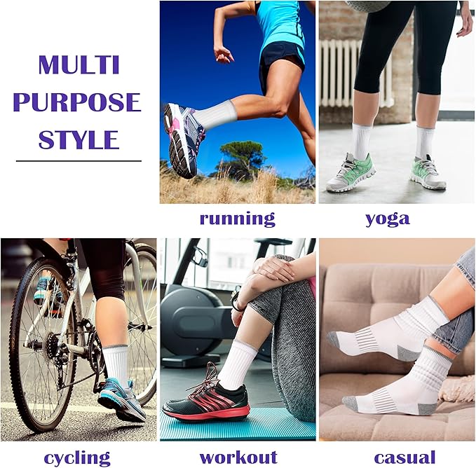 Gonii Women Socks Hiking Running Thick Cushion Athletic Crew Socks 5-Pair