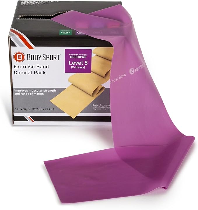 Body Sport Exercise Bands - Resistance Bands in 50 yard Rolls for Fitness, Stretching, or Physical Therapy