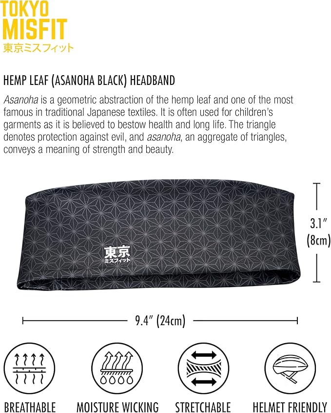 Tokyo Misfit - Japanese Headbands for Men & Women, Sweat Band, Workout, Yoga, Fashion, Running, Sports, Basketball, Bandana
