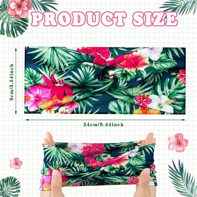 Jutom 20 Pcs Boho Headbands for Women Summer Beach Hawaii Floral Knotted Wide Vintage Headband Elastic Turban Head Wrap Bohemian Twisted Criss Yoga Hair Band Accessories