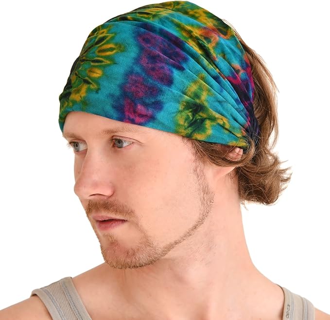 CHARM Tie-Dye Bandana Headbands - Psychedelic Hippie Womens Head Scarf Boho Mens