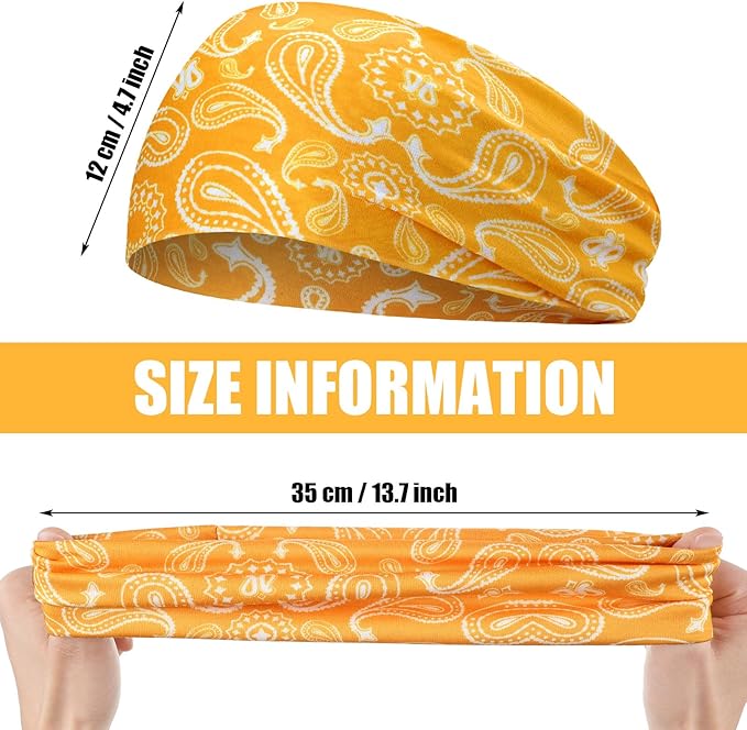 9 pcs Sweatbands for Men Workout Sport Headbands for Men Camo Headband Sweat Absorbing Headband Wide Sweatband for Head Basketball Football Cycling Running Yoga, 4.7 x 9.8 Inch