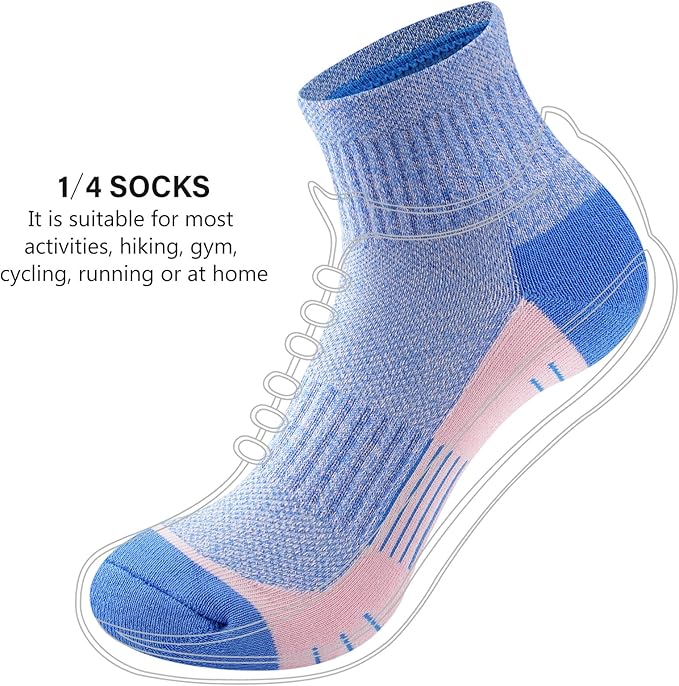 Gonii Ankle Socks Womens Athletic Thick Cushioned Running Hiking Low Cut 5-Pairs