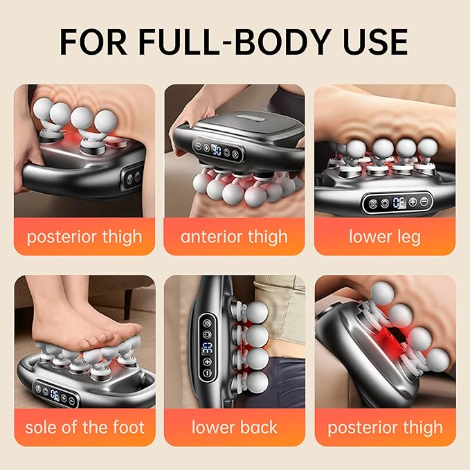 16-Head Massage Gun Set, for Neck, Back, Shoulder, Leg and Full Body Muscle Recovery, Quiet Handheld, Pistola De Masajes Musculares (Black)