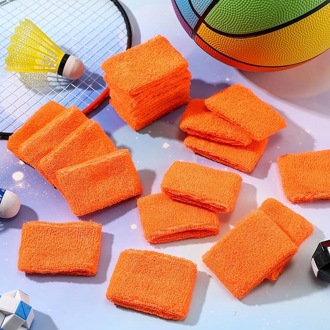 Leyndo 72 Pcs Wrist Sweatbands Bulk for Kids Field Day Cotton Terry Sweat Bands Sports Fan Wristbands Kids for Summer Camp Student Football Team Competition Party