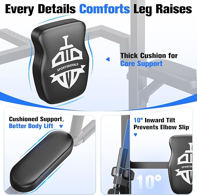 Sportsroyals Power Tower Pull Up Bar Station, 450LBS Stable Pull Up Dip Station for Home Gym Strength Training Equipment