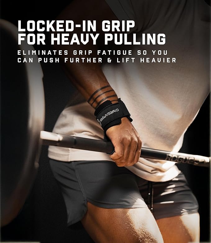 Gymreapers Weight Lifting Straps With Dowel - Wrist Straps for Weightlifting - Workout Deadlift Wrist Weights - Reinforced Stitching & Padded Fit Gym Accessories for Strength & Gym Hand Grip