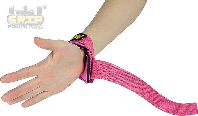 Heavy Duty Lifting Straps Neoprene Padded 1 Pair Wrist Wraps & Rubbery Grip Support Straps with Cotton Coated Rubber on One Side