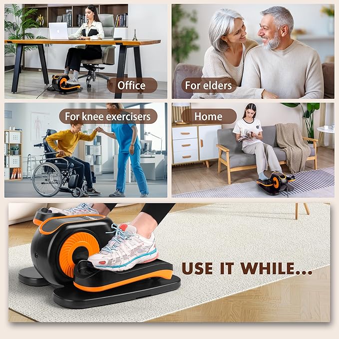 Under Desk Elliptical Machine, Electric Elliptical Training Machine w/Remote & 12 Speeds Level, Manual & Auto Mode, Elliptical Traier for Seniors Seated Pedal Exerciser for Home Office