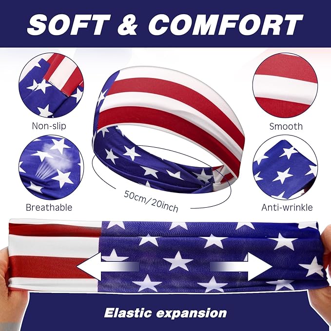 18 Pcs Sports Sweatbands for Men Women Camo Headbands Workout Non Slip Headbands Breathable Head Band Fitness Stretchy Unisex Hairband for Yoga Running Cycling Ball