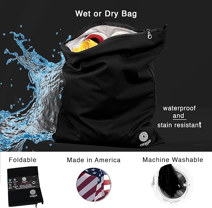 Waterproof Sweaty Clothes Bag Antimicrobial Wet Dry Pouch Inhibits Bacteria & Smelly Odor from Dirty Sport Laundry & Swimsuits for Fresh Gym Bag & Travel Luggage 14.5 X 17 inch Eco Made In USA