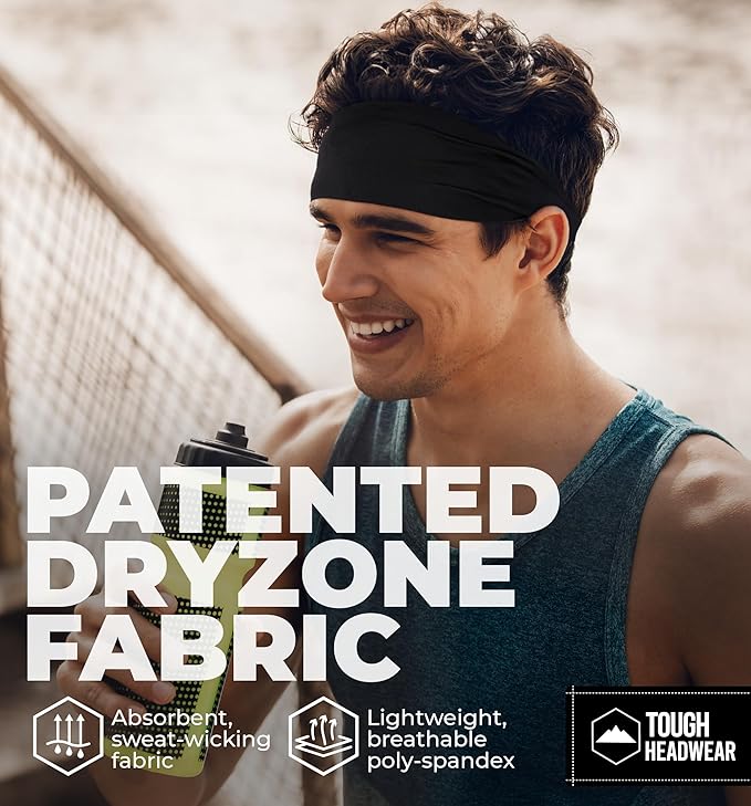 Tough Headwear Sport Headbands for Men - Workout Headbands for Women - Running Headband -Tennis Athletic Sweatband