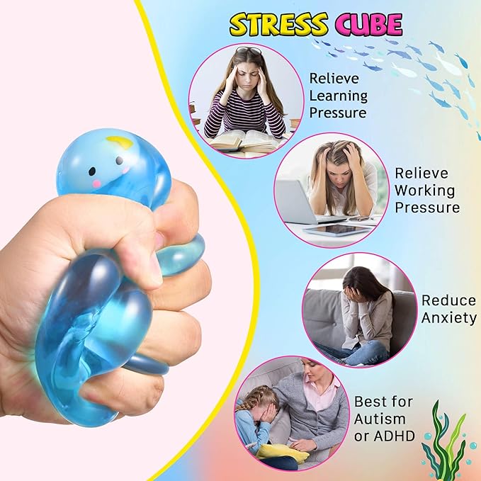 Stress Cube Fidget Toys Adults - Sensory Toys for Kids with Autism Stress Balls for Adults Squishy Toys for Anxiety Squeeze Fidgets for Teens Stress Relief Gifts for 3 4 5-7 8-12 Year Old Girls Boys