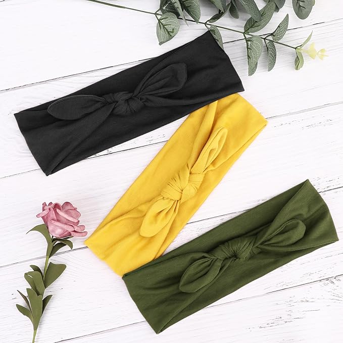 DRESHOW 8 Pack Bow Headbands for Women Girls Elastic Headwraps Knotted Headband Rabbit Ears Turban Non-Slip Sport Cute Hair Accessories