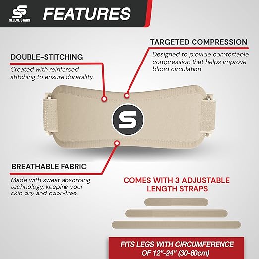 Sleeve Stars Patellar Tendon Support Strap Osgood Schlatter Band Knee Brace for Kids, Youth, Women & Men w/ 3 Lengths, Swedish Brand Patella Tendon Knee Strap for Arthritis, Tendonitis & Pain