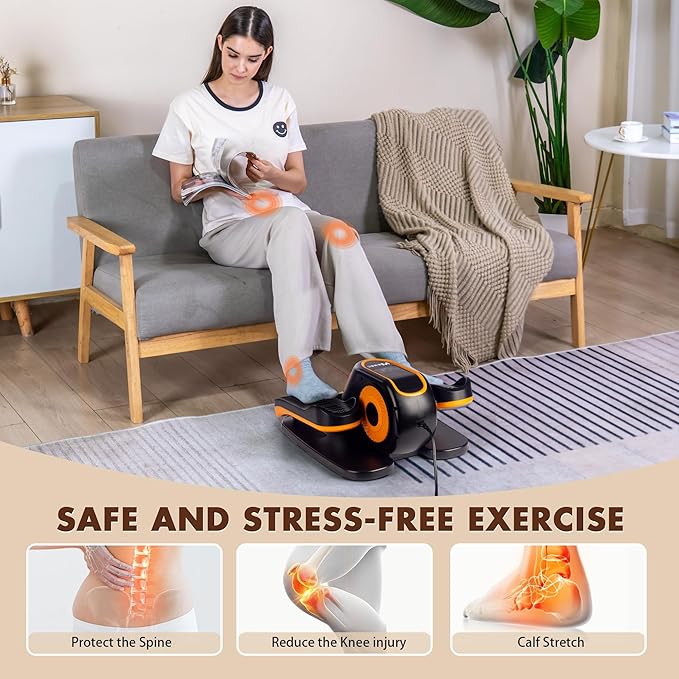 Under Desk Elliptical Machine, Electric Elliptical Training Machine w/Remote & 12 Speeds Level, Manual & Auto Mode, Elliptical Traier for Seniors Seated Pedal Exerciser for Home Office