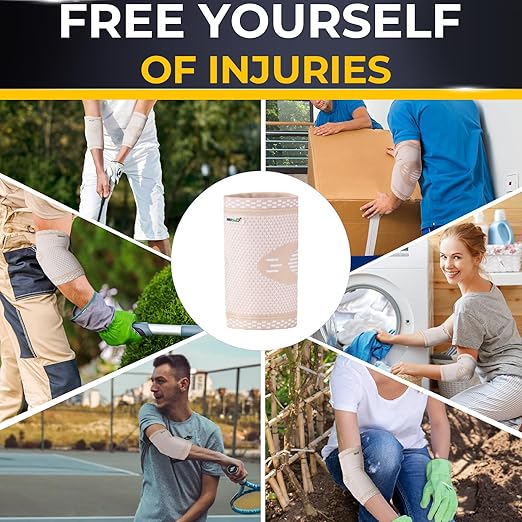 NeoTech Care Elbow Support Brace - Breathable - Men, Women, Right or Left (Beige Color, Size L, 1 Unit)