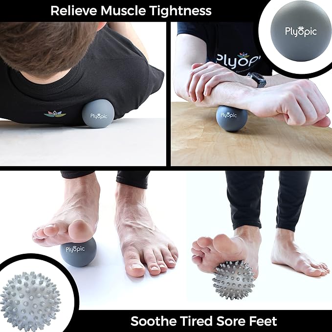 Plyopic. Massage Ball Set – for Deep Tissue Muscle Massage, Myofascial Release, Trigger Points, Mobility, Plantar Fasciitis - Eliminate Muscle Tension & Tightness in Your Back Neck Foot