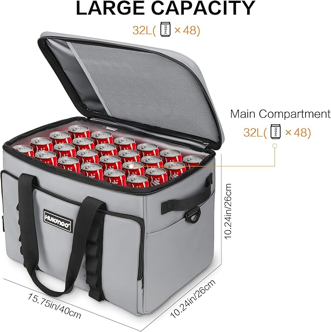 Soft Insulated Cooler Bag Collapsible Large Travel Coolers Soft Sided Coolers Ice Chest, Leakproof, Waterproof