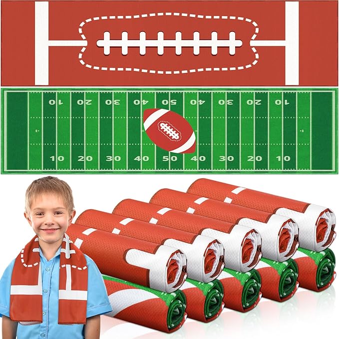 12 Pcs Sports Cooling Towels Baseball Basketball Softball 30 x 9 Inch Breathable Soccer Football Volleyball Microfiber Ice Towel Fast Drying for Party Favors Team Gift(Brown, Football)
