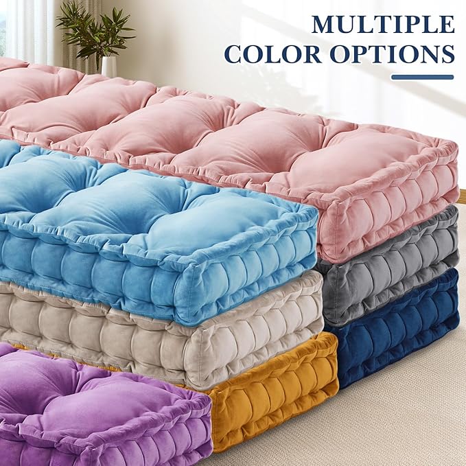 Bench Cushions for Indoor Furniture 42x16 in Velvet Kitchen Dining Piano Window Seat Cushion, Tufted Patio Porch Swing Thicken Bench Pad Memory Foam(Royal Blue)