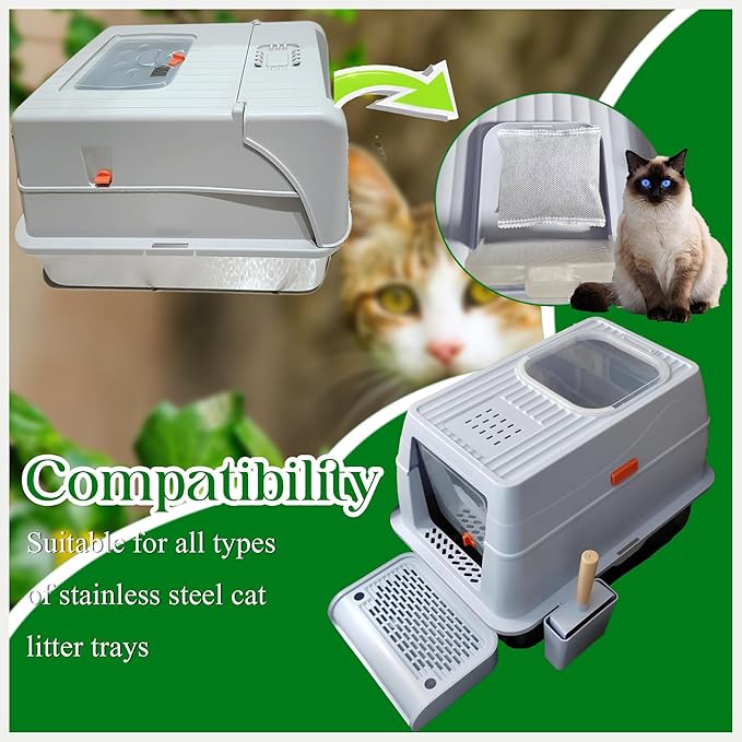 12 * 43g Larger Bag Activated Charcoal Odor Absorber Bags for Stainless Steel Litter Box with Lid, Natural Coconut shell Charcoal Bags, Absorb Odors/Control Damp from Pets/Keep Home Fresh