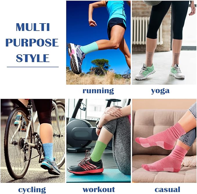 Gonii Women Socks Hiking Running Thick Cushion Athletic Crew Socks 5-Pair