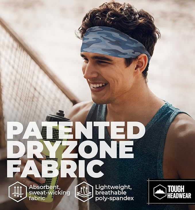 Tough Headwear Sport Headbands for Men - Workout Headbands for Women - Running Headband -Tennis Athletic Sweatband