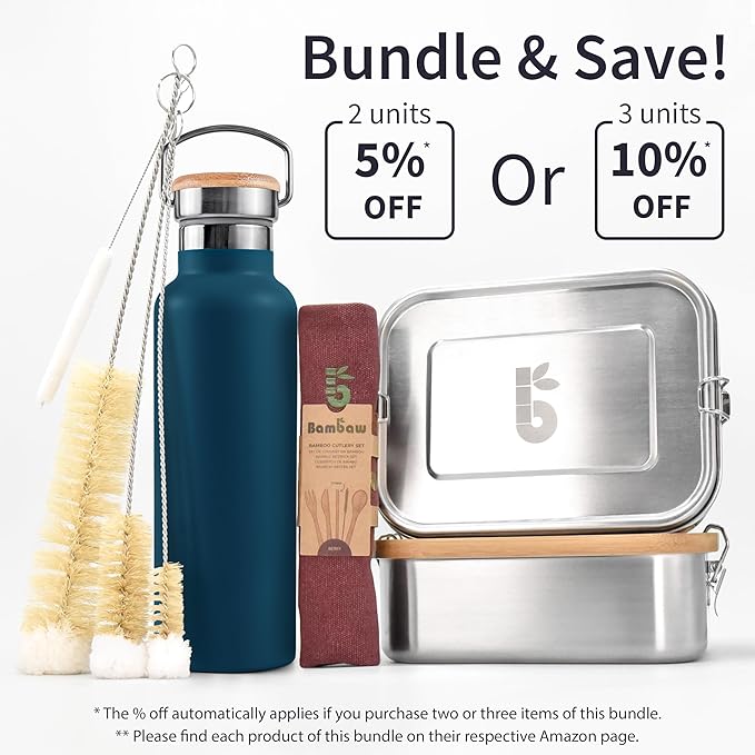 Bambaw 12 oz Stainless Steel Water Bottle, Aegean Blue, 350 ml, Double Wall Insulated, Leakproof, Dishwasher Safe, BPA Free