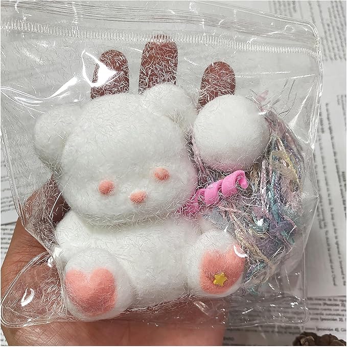 Taba Squishy Bear,fufu squishies,Silicone Toys,Stress Relieving Fur Ball OPP Packaging GiftsSquishy Fidget Toys for Anxiety&Relaxation,Perfect Desk Accessory for Adults (White Bear)