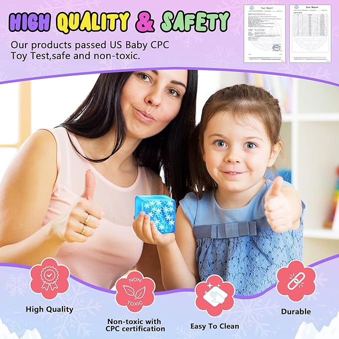 Squishy Fidget Toys Adults Stress Cube - Glow in The Dark Snowflakes Sensory Toys for Kids with Autism Stress Balls for Kids Adults Squeeze Squishy Toys for Anxiety Relief Gifts for Kids