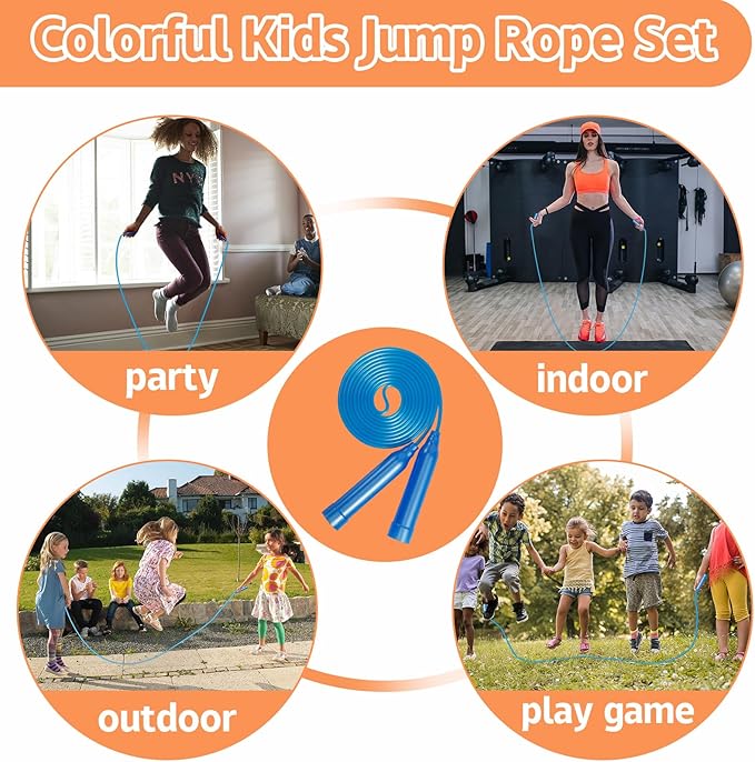 30 Pcs Kids Jump Rope,Colorful Jump Ropes for Kids,7.2 Feet Plastic Jump Ropes,Adjustable Skipping Rope,Jumping Ropes for Party Favors,Birthday Gifts,Indoor Outdoor Activity