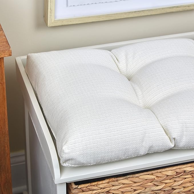 Klear Vu The Gripper Omega Non-Slip Tufted Bench Cushion for Indoor Furniture, Entryway Storage, Bay Window, Corner Nook or Piano Seat, 33 Inches, 01 Ivory