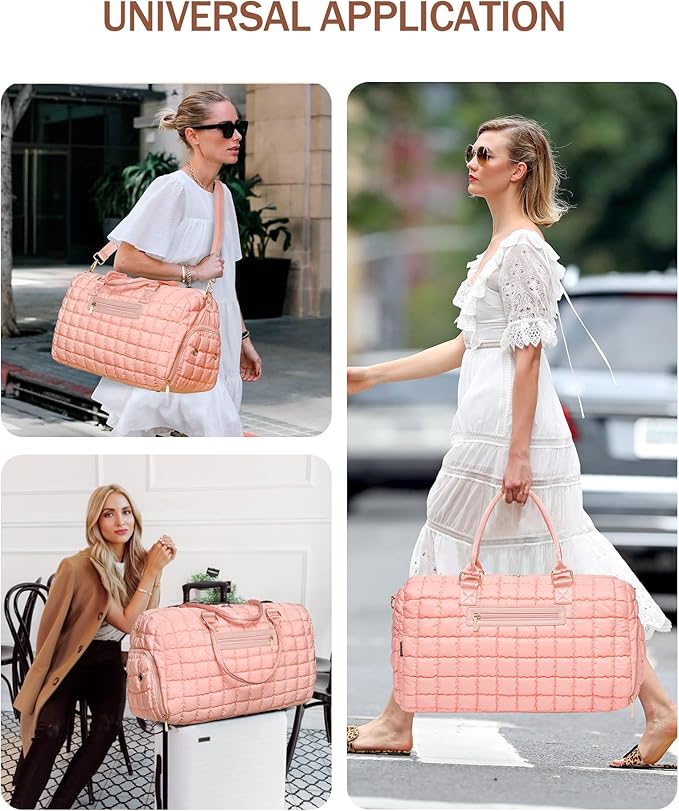 Duffle Bag for Travel, Weekender Bag with Shoe Compartment, Carry On Overnight Bag for Women with Toiletry Bag, Gym Bag with Wet Pocket, Hospital Bags for Labor and Delivery Beige