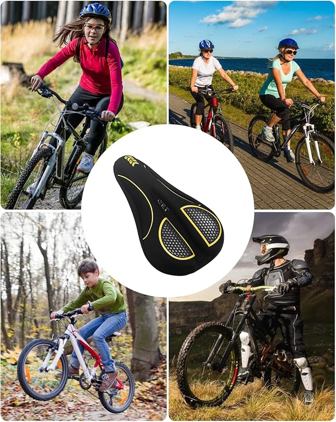 Bike Seat Cover for Men & Women Comfort, Narrow Bike Seat Cushion Cover, Padded Seat Cover for Bike, Soft Bicycle Seat Covers for BMX, Exercise Bikes, Indoor and Outdoor Cycling Seat Cover
