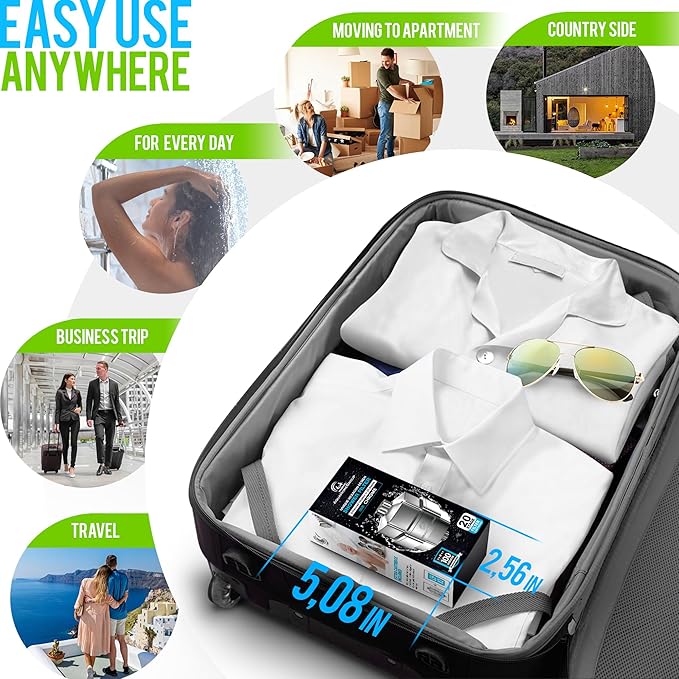 AquaHomeGroup 20 Stage Shower Filter for Hard Water - High Output Universal Shower Head Filter for Chlorine, Fluoride, Heavy Metals - Vitamin C E Shower Water Filter for Hair and Skin (Chrome)