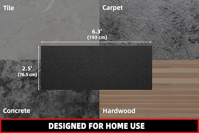 Treadmill Mat, 7'x3'/6'x3'/6'x2.5'/5.6'x2'/4'x2', 6mm Thick Exercise Equipment Gym Mat for Hardwood FloorCarpet, Compatible with Peloton Bike, Indoor Spin Bike, Elliptical