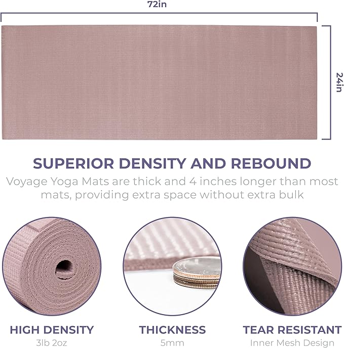 Sunshine Yoga Voyage Yoga Mat, 6 Pack, 72" x 24" Professional Studio and Gym Bulk Yoga Mats, 5mm Thick, Durable, Anti-Tear, Non Slip Fitness and Exercise Mats