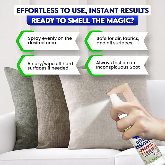 ZORBX Unscented Odor Eliminator for Strong Odor 3 items Bundle: 16 Oz + 7.5 Oz + 2 Oz - Used in Hospitals & Healthcare Facilities - Fast-Acting Odor Remover Spray for Dog, Cat, House & Carpet