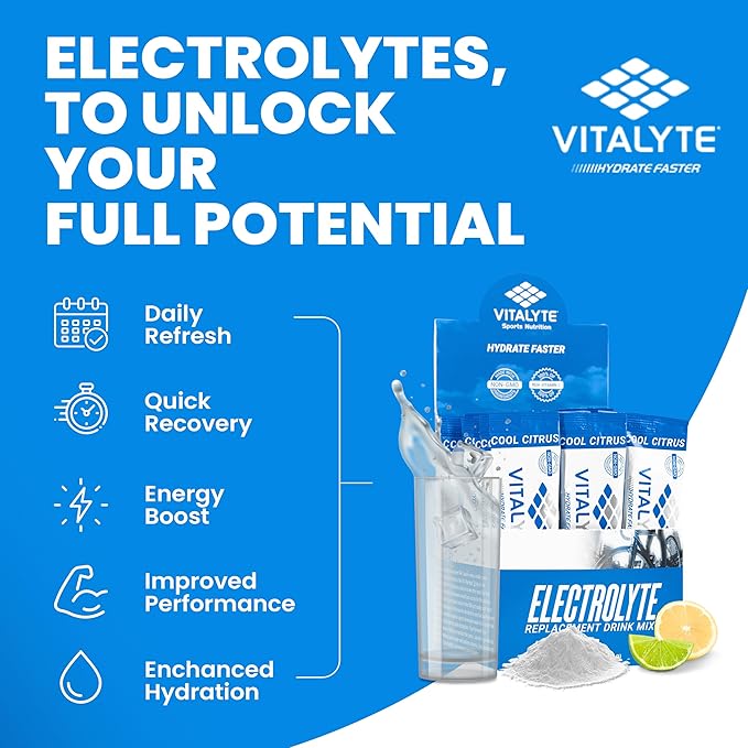 Vitalyte Electrolytes Packets Isotonic Sports Drink | Electrolytes Powder Packets Sports Nutrition Electrolyte Replacement Drinks Dehydration Relief Packets