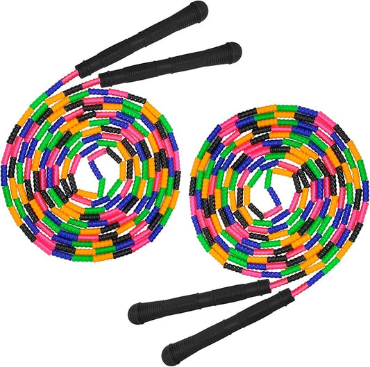 Coolrunner 16 FT Long Jump Rope(2 PACK), Double Dutch Jump Ropes, Soft Beaded Skipping for Kids Adults, Plastic Segmented Long Enough for 4-5 Jumpers